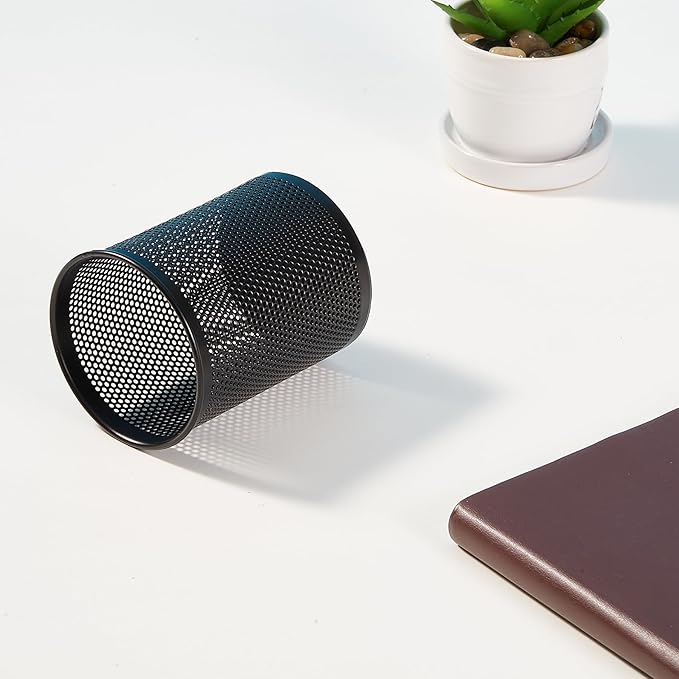 Comix Pen Holder Desk Organizer, Wire Mesh Pencil Cup with Foam Pad and Non-Slip Bottom Office Supplies Desk Accessories for Home Office School, 1 Pack