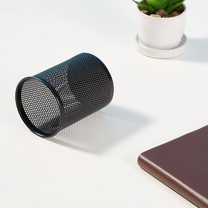 Comix Pen Holder Desk Organizer, Wire Mesh Pencil Cup with Foam Pad and Non-Slip Bottom Office Supplies Desk Accessories for Home Office School, 1 Pack