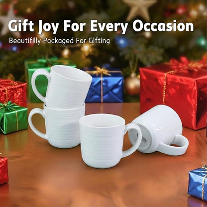 Ceramic Coffee Mugs Set of 4, 12 Ounces Ceramic coffee mug,heavy mug with Comfortable Handles,Dishwasher & Microwave Safe，coffe mug Sets 4 Beautiful Colors, tea mug for Coffee, Tea. (WHITE)
