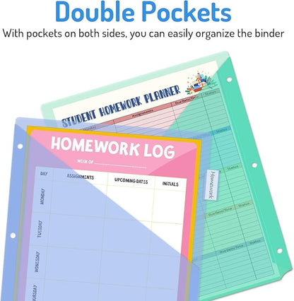 Forvencer 8 Count Dividers with Two Pockets, 8 tabs Binder Dividers for 3 Ring Binder Organizer, Multicolor, 3 Sets