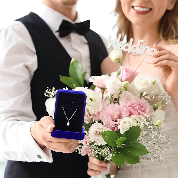 Sureio 24 Pcs Velvet Jewelry Gift Boxes Bulk for Necklace Pendant Ring Earring Display Case for Christmas Wedding(Royal Blue)