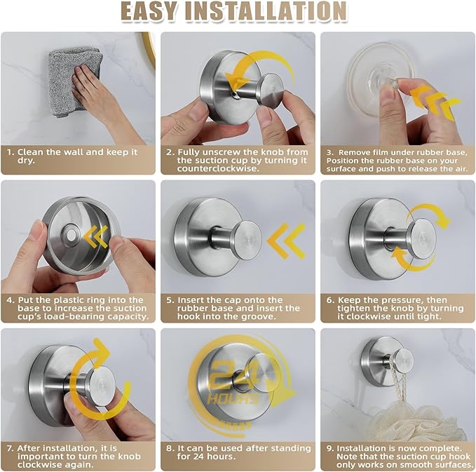 Suction Cup Hooks for Shower，Wreath Hangers for Front Door，Bath Robe Hook for Bathroom Kitchens Hanging for Window Glass