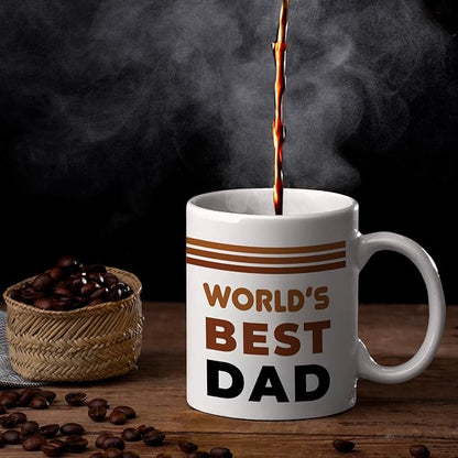Veracco World's Best Dad Mug Gifts For Father Gift Funny Birthday Gifts for Men Birthday For Dad Men Husband Grandpa Friends Coworker Uncle (White, 11oz)