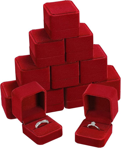 Zhanmai 12 Pcs Christmas Velvet Ring Box Jewelry Box Earring Jewelry Case Gift Boxes for Xmas Women Wedding Engagement Birthday Anniversary Valentines Day 2.12 x 1.77 x 2 Inch(Red)