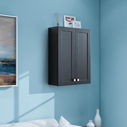 Matte Black Wall Mount Medicine Cabinet - Over Toilet Storage with 2 Adjustable Shelves, DTC Hinges & Metal Handles, Easy Assembly Bathroom Cabinet for Small Spaces