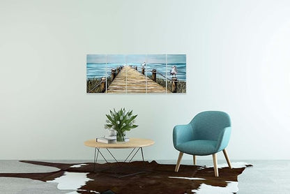 YHSKY ARTS Beach Metal Wall Art - Handcrafted Rustic Bridge Sculpture Set for Home Decor