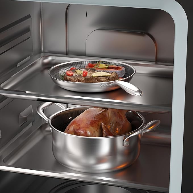 COOKER KING Stainless Steel 7PCS Cookware Set, Pots and Pans Set, Non Stick, Frying Pans, Saucepans & Stock Pot with Lid, Non-Toxic, Induction, Oven, Dishwasher Safe