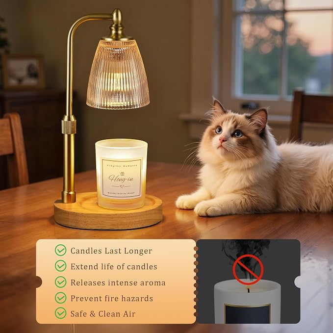 Candle Warmer Lamp with Timer Dimmable,Birthday Gifts for Women Mom Sister,House Warming Gifts New Home,Adjustable Height Wax Melt Warmer for Jar Candles,Ideal for Office,Dorm,Bedroom Home Decor