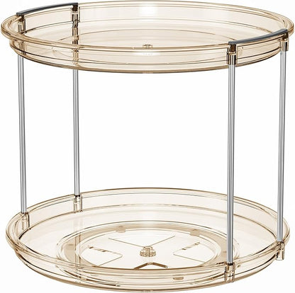 LAMU 2 Tier Lazy Susan Turntable Organizer 9.25'' Rotating Spice Rack Organization for Cabinet, Kitchen, Pantry, Countertop, Bathroom, Vanity, Medicine Cabinet Organizer, Amber