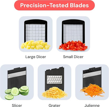 Fullstar Mandoline Slicer for Kitchen - Vegetable Chopper, Onion Potato Food Veggie Fruit Slicer and Cutter with Container, Kitchen Gadgets & Gifts, Home Essentials (6 in 1, Black)