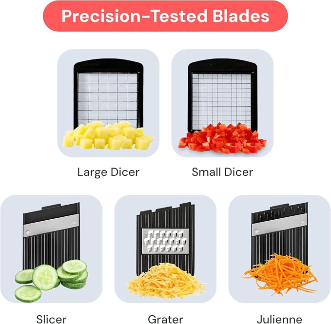Fullstar XL Vegetable Chopper & Mandoline Slicer – Vegetable, Onion, Potato, Food, Veggie & Fruit Slicer, Dicer & Spiralizer with Pull-Out Catch Tray, Kitchen Gadgets & Gifts (6 in 1, Black/White)