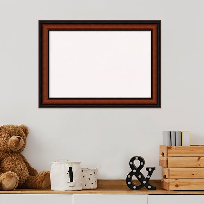 Amanti Art White Cork Board for Wall, 15x21 Vision Board with Brown Wood Frame, Small Corkboard Office Decor for Home Organization, Traditional Corkboard Pinboard to Display Items for Home
