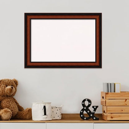 Amanti Art White Cork Board for Wall, 15x21 Vision Board with Brown Wood Frame, Small Corkboard Office Decor for Home Organization, Traditional Corkboard Pinboard to Display Items for Home