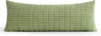 MIULEE Pack of 1 Spring Sage Green Long Body Lumbar Decorative Throw Pillow Cover 14x36 Inch for Bed Couch Sofa Living Room Soft Boho Pillow Cover Modern Farmhouse Home Decor