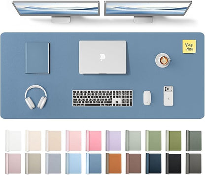 YSAGi Leather Desk Pad Protector, Office Desk Mat, Large Mouse Pad, Non-Slip PU Leather Desk Blotter, Laptop Desk Pad, Waterproof Desk Writing Pad for Office and Home (Blue,55" x 17.2")