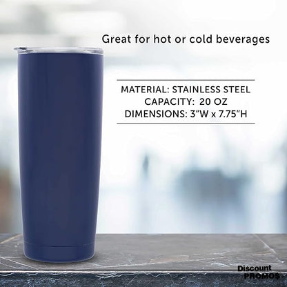 DISCOUNT PROMOS Pipette Stainless Steel Coffee Tumblers 20 oz. Set of 6, Bulk Pack - Double Wall, Perfect for Coffee, Hot Cocoa, Other Hot & Cold Beverages - Blue