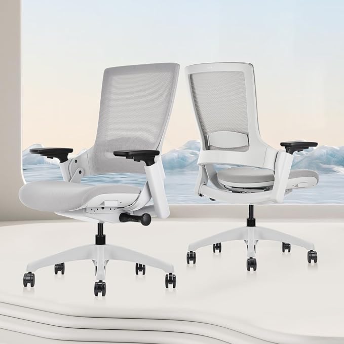 CLATINA Office Chair Swivel Executive Chair, Adjustable Ergonomic Computer Chair with 3D Armrest and Lumbar Support, Mesh Backrest Task Chair for Home Office Conference Room Grey