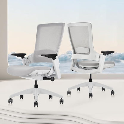 CLATINA Office Chair Swivel Executive Chair, Adjustable Ergonomic Computer Chair with 3D Armrest and Lumbar Support, Mesh Backrest Task Chair for Home Office Conference Room Grey