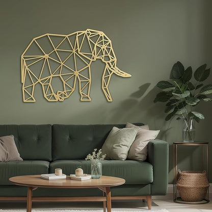 SIGNLEADER Metal Wall Art Decor Pregnant Elephant Modern Abstract Wall Sculpture Hangings Home Decoration for Living Room, Bedroom, Bathroom, Kitchen, Outdoor - 30" Gold