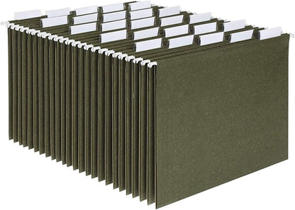 Pendaflex Hanging File Folders, Letter Size, Standard Green, 1/5-Cut Adjustable Tabs, 25 Per Box (81602), Standard Green - 1/5 Tabs