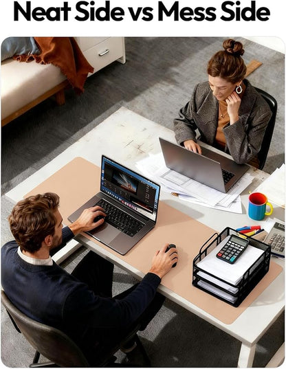 YSAGi Leather Desk Protector, Office Mat, Large Mouse Mat, Non-Slip PU Leather Blotter, Laptop Desk Mat, Waterproof Writing Pad for Office and Home (Latte, 47.2" x 23.21")