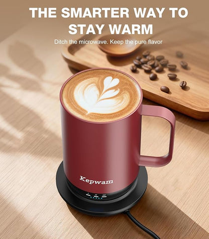 Kepwam Self-Heating Coffee Mug T1, 16oz Rechargeable Heated Coffee Mug, Smart Coffee Warmer Mug with App-Controlled,Advanced Temperature-Controlled Heating Coffee Gifts for Women Men Coffee Lover