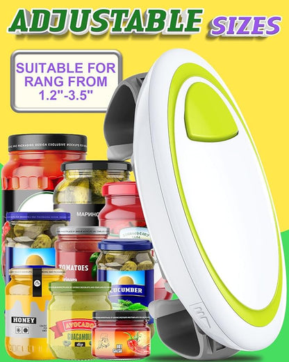 Electric Jar Opener for Seniors with Arthritis, One Touch Automatic jar Opener for Weak Hands, HandsFree Battery Operated Bottle Opener for Tight & Vacuum Sealed Jars, Kitchen Gadget for Elderly