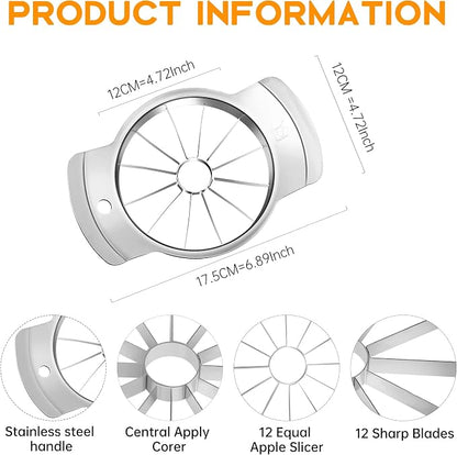 Supercenter Apple Cutter, Apple Corer and Slicer - 4.72 Inch Apple Slicer | Stainless Steel Apple Corer Tool with 12 Super Sharp Blades, lightweight Apple Slicer and Corer & Dishwasher Safe