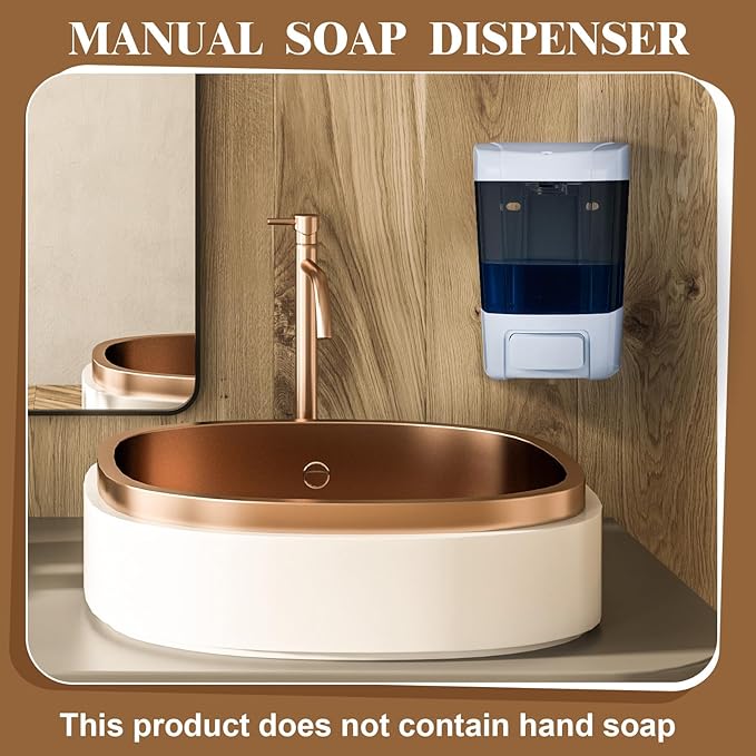 Hushee 4 Pcs Plastic Wall Mounted Soap Dispenser Commercial Manual Soap Containers Wall Dispenser for Kitchen Shower Hotel Liquid Shampoo Gel Chamber(27 oz 800 ml,Brown)