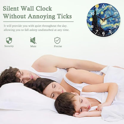 Blue Wall Clocks Battery Operated,Starry Sky Clock for Living Room,Decorative Wall Clock for Living Room,Bedroom,Bathroom and Kitchen,10 Inch