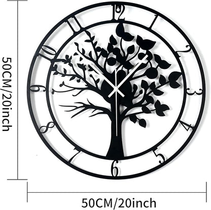 20inch/50cm Large Tree of Life Wall Clocks for Living Room Decor,Bedroom,Battery Operated Metal Big Decorative Silent Non Ticking Wall Clock for Farmhouse(Tree of Life, 20 inches)
