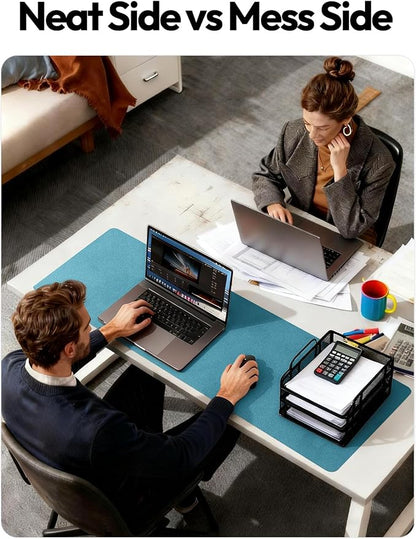 YSAGi Leather Desk Pad Protector, Office Desk Mat, Large Mouse Pad, Non-Slip PU Leather Desk Blotter, Laptop Desk Pad, Waterproof Desk Writing Pad for Office and Home (Turquoise, 31.5" x 15.8")