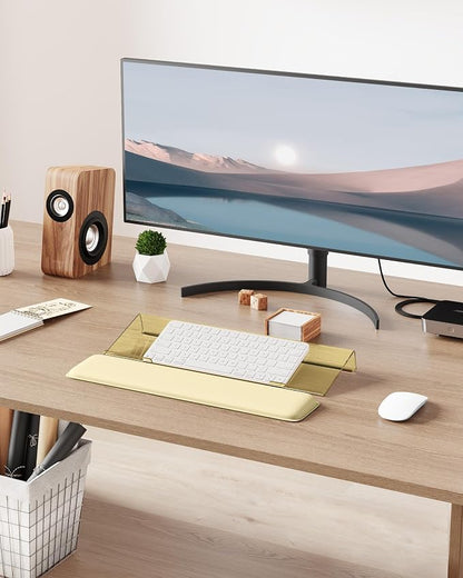 Laborio Computer Keyboard Wrist Rest Stand for Desktop, Keyboard Holder for Easy Typing with Wrist Pad for Office Desk, Home, School (Beige)