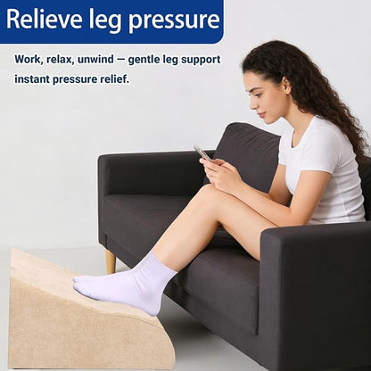 Foot Rest for Under Desk at Work, Ergonomic Under Desk Footrest with Washable Cover for Office, Home & Gaming Leg Elevation Pillow Beige