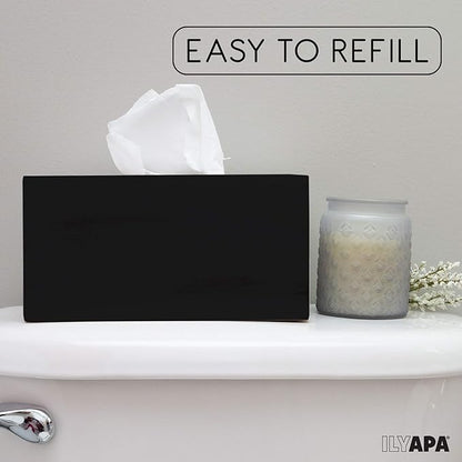 Ilyapa Wood Tissue Box Cover Rectangular - Rustic Farmhouse Black Wooden Tissue Holder