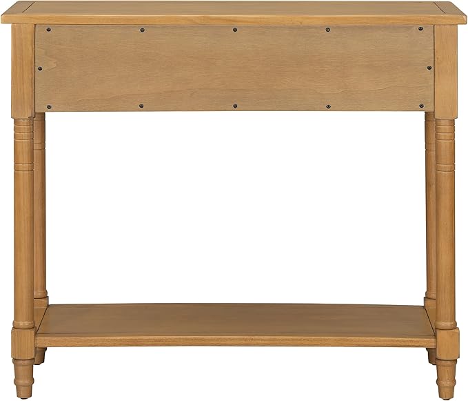 Knocbel Antique Entry Console Table with 2 Drawers & Bottom Open Shelf, Wood Sofa Tables for Entryway Hallway Living Room, 35.34" W x 13.8" D x 30.25" H, Natural