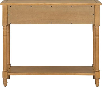 Knocbel Antique Entry Console Table with 2 Drawers & Bottom Open Shelf, Wood Sofa Tables for Entryway Hallway Living Room, 35.34" W x 13.8" D x 30.25" H, Natural