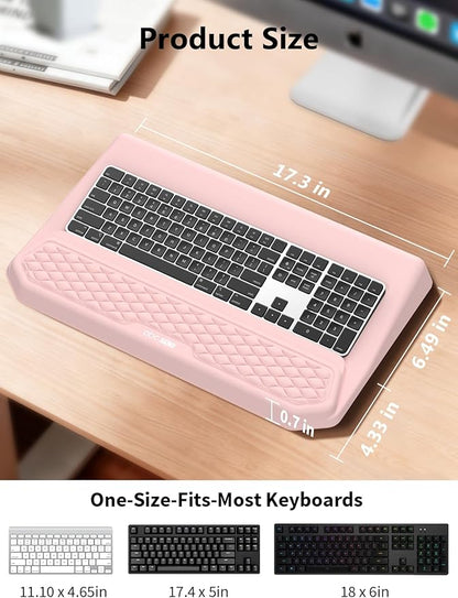2-in-1 Ergonomic Keyboard Stand with Wrist Rest, Comfy Keyboard Riser Holder with Massage Design, Pink