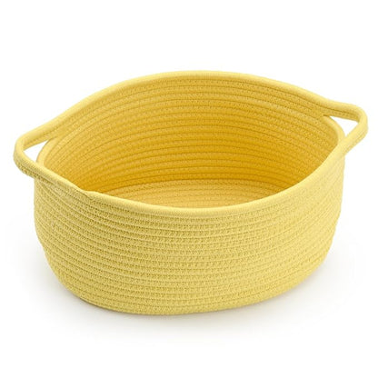 Happyiren Yellow Woven Storage Basket with Handle – Versatile DIY Gift Basket for Valentine's Day, Baby Shower, Burr, Fundraisers – Decorative Organizer for Baby Toys, Pets & Home Storage