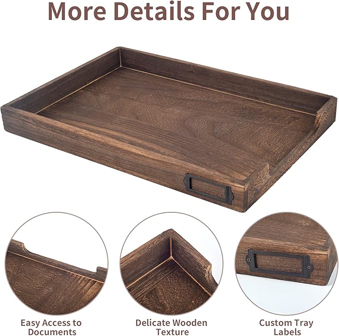 11 x 17 Paper Tray Organizer Legal Size Desk Tray Wooden Paper Tray Organizer Tabloid Size Document Folder for Engineering Office &Home Desktop Document Organizer