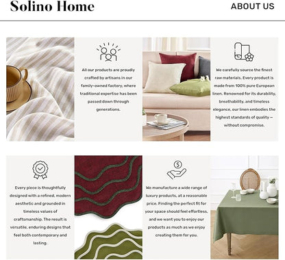 Solino Home Linen Cloth Napkins Set of 6-100% Pure Linen Beige Dinner Napkins 20 x 20 Inch for Spring, Easter - Classic Hemstitch, Handcrafted and Machine Washable