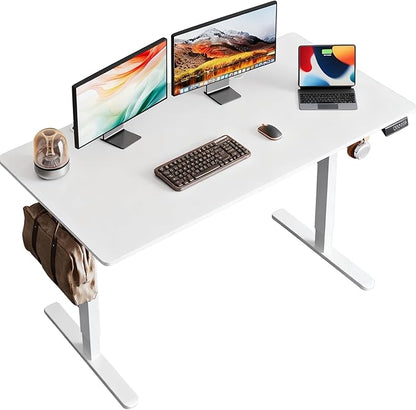 DEVAISE Upgraded 48 x 24 Inch Standing Desk, One-Piece Desktop Electric Standing Desk with Adjustable Height, 3-Preset Memory Sit Stand up Desk, Computer Desk for Home, Office (White)