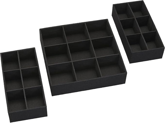 Household Essentials 3 Piece Drawer Organizers Starter Set, Black