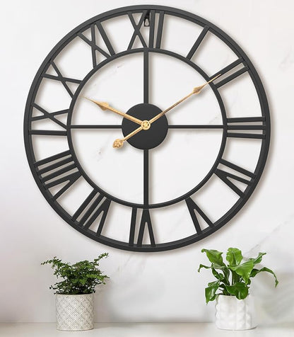 Pytha Sight 29.5 Inch Extra Giant Large Wall Clock,Oversized Modern Decorative Black Metal Roman Numeral Wall Clocks for Living Room,Kitchen Decor,Perfect Housewarming Gifts for a New Home