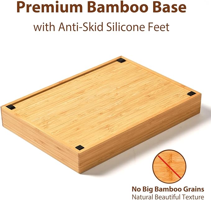 Umilife Bamboo Kitchen Drawer Organizer, 8.25 Inch Silverware Utensils Tray Holder for Small Drawer, Wood Caddy for Flatware Cutlery Knives