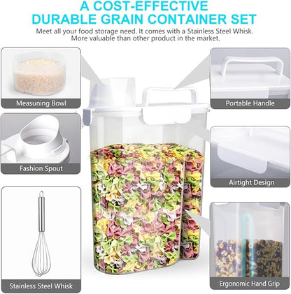Uppetly Rice Airtight Dry Food Storage Containers 10Lbs, BPA Free Plastic Storage Bin Dispenser with Pourable Spout, Portable Handle, Kitchen Pantry Organization for Cereal, Flour and Baking Supplies