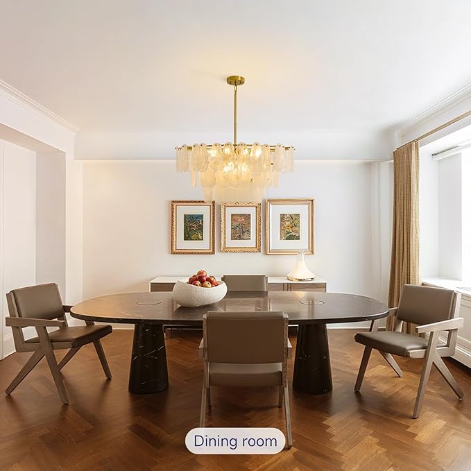 Modern Gold Chandeliers for Living Room: 31.5" Round Luxury Cloud Glass Pendant Lights - 3 Tier Crystal Hanging Light Fixture - Large Chandelier for High Ceilings Dining Room Bedroom Kitchen Staircase