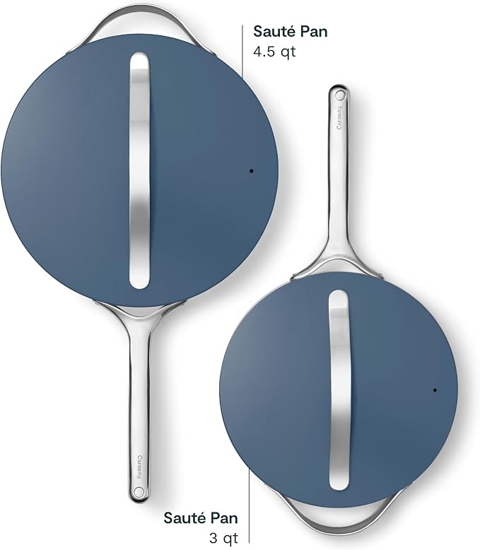 Caraway 8in + 10in Fry + 12in Fry Set (no lids) + 3Qt+ 4.5Qt Saute Duo Navy