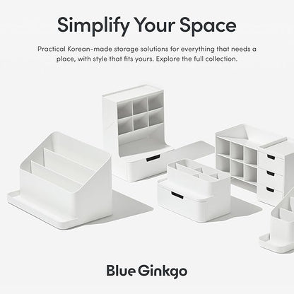 BLUE GINKGO Desk Organizer – Korean-Made Office Storage for Pens, Notes, Mail, and Supplies (Green)