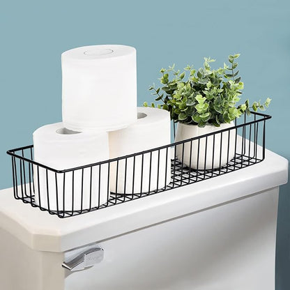 Wetheny Farmhouse Decor Metal Wire Organizer Storage Basket (2 Pack)-Toilet Paper Storage-Organization and Storage for Bedroom, Bathroom, Kitchen Cabinets, Pantry, Laundry Room, Closets (Black)